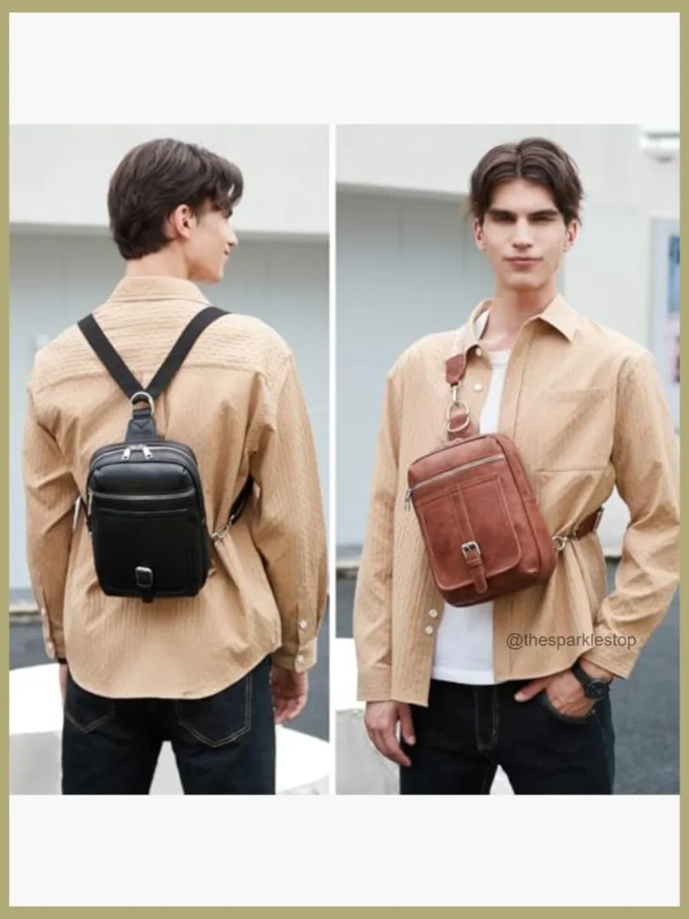 2-in-1 Mini Diaper Bag with Instant Wipes Access, Faux Leather,